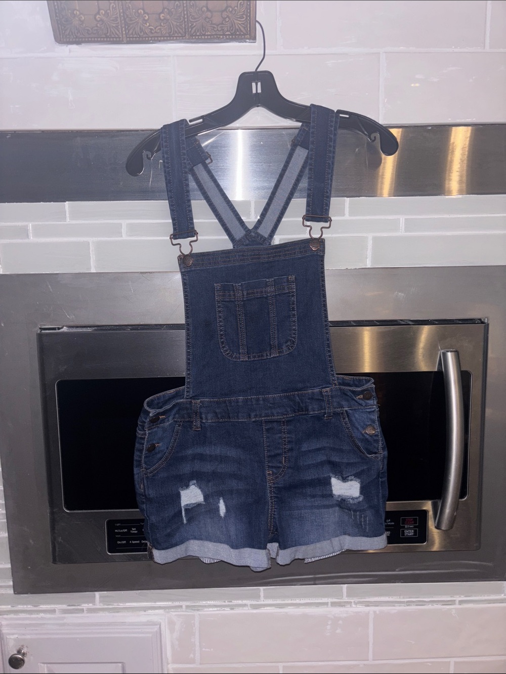 Max Jeans Dark Blue Denim Short Overalls
